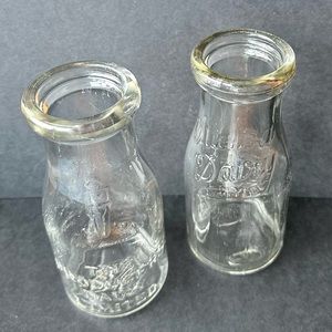 Vintage Half Pint Milk Bottles Lot of 2